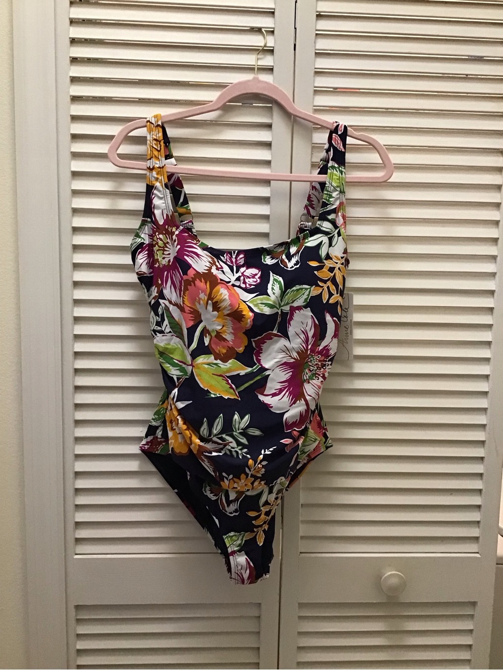 Anne Cole Navy One-Piece with Multicolor Floral Print
